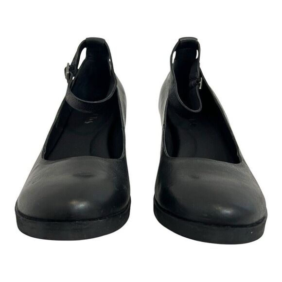 Korks Womens Size 8.5 Black Leather Ankle Strap Block Heel Pumps - Picture 2 of 9